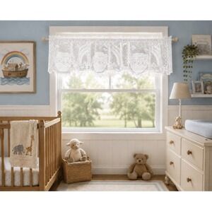 Vintage Heritage Lace Noah's Ark Lace Valance 60"x14" White Nursery Panel